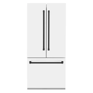 ZLINE 36-Inch Autograph Edition 19.6 cu. ft. Built-in 2-Door Bottom Freezer Refrigerator with Internal Water and Ice Dispenser in White Matte with Mat