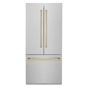 ZLINE 36-Inch Autograph Edition 19.6 cu. ft. Built-in 2-Door Bottom Freezer Refrigerator with Internal Water and Ice Dispenser in Fingerprint Resistan