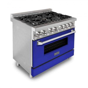 ZLINE 36-inch Legacy Series Dual Fuel Range with Blue Matte Door (RA-BM-36)
