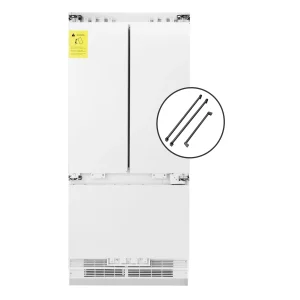 ZLINE 36-Inch Panel Ready 19.6 cu. Ft. Built-In 3-Door French Door Refrigerator with Internal Water and Ice Dispenser with Black Stainless Steel Handl