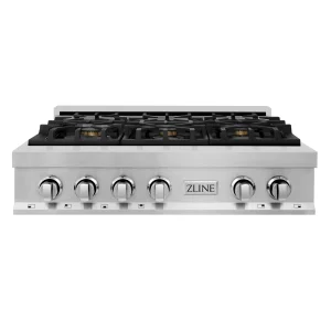 ZLINE 36-Inch Rangetop with 6 Gas Brass Burners in Stainless Steel (RT-BR-36)