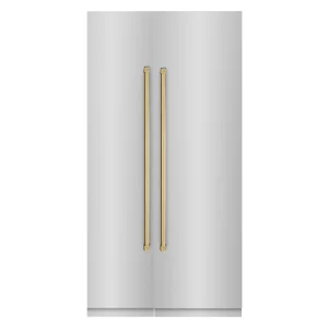ZLINE 42-Inch Column 12.5 Cu. Ft. Refrigerator and 8.6 Cu. Ft. Freezer in Stainless Steel with Gold Accents