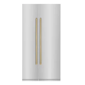 ZLINE 42-Inch Column 12.5 Cu. Ft. Refrigerator and 8.6 Cu. Ft. Freezer in Stainless Steel with Champagne Bronze Accents