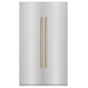 ZLINE 48-Inch Column 12.5 Cu. Ft. Refrigerator and 12.4 Cu. Ft. Freezer in Stainless Steel with Champagne Bronze Accents