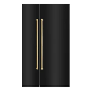 ZLINE 48-Inch Column 16.7 Cu. Ft. Refrigerator and 8.6 Cu. Ft. Freezer in Black Stainless Steel with Gold Accent