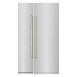 ZLINE 48-Inch Column 16.7 Cu. Ft. Refrigerator and 8.6 Cu. Ft. Freezer in Stainless Steel with Gold Accent