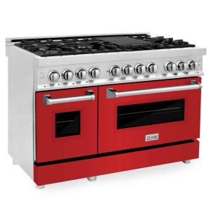 ZLINE 48-inch Legacy Series Dual Fuel Range with Red Matte Door (RA-RM-48)
