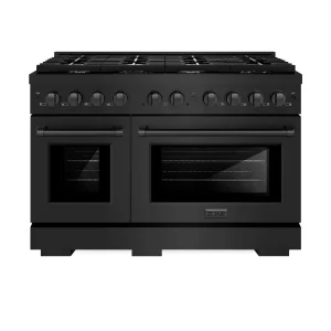 ZLINE 48-Inch Paramount Gas Range with 8 Gas Burners and 6.7 cu. ft. Gas Double Oven in Black Stainless Steel (SGRB-48)
