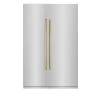 ZLINE 54-Inch Column 16.7 Cu. Ft. Refrigerator and 12.4 Cu. Ft. Freezer in Stainless Steel with Gold Accent