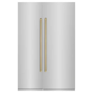 ZLINE 54-Inch Column 16.7 Cu. Ft. Refrigerator and 12.4 Cu. Ft. Freezer in Stainless Steel with Champagne Bronze Accent