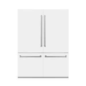ZLINE 60-Inch 32.2 cu. ft. Built-In 4-Door French Door Refrigerator with Internal Water and Ice Dispenser in White Matte (RBIV-WM-60)