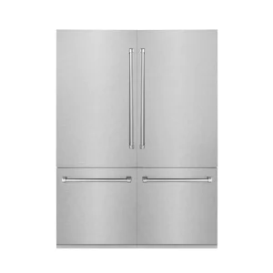 ZLINE 60-Inch 32.2 cu. ft. Built-In 4-Door French Door Refrigerator with Internal Water and Ice Dispenser in Fingerprint Resistant Stainless Steel (RB