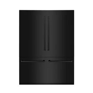 ZLINE 60-Inch 32.2 cu. ft. Built-In 4-Door French Door Refrigerator with Internal Water and Ice Dispenser in Black Stainless Steel (RBIV-BS-60)