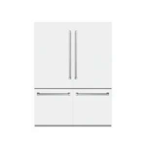 ZLINE 60-Inch 32.2 cu. ft. French Door Built-In Bottom Freezer Refrigerator with Water Dispensers and Ice Makers in White Matte with Graphite Gray Int