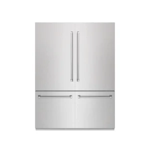 ZLINE 60-Inch 32.2 Cu. Ft. French Door Built-In Bottom Freezer Refrigerator with Water Dispensers and Ice Makers in Satin Stainless Steel with Graphit