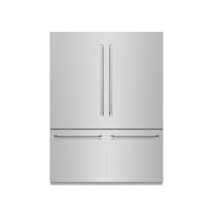 ZLINE 60-Inch 32.2 Cu. Ft. French Door Built-In Bottom Freezer Refrigerator with Water Dispensers and Ice Makers in Stainless Steel with Graphite Gray