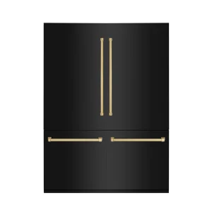 ZLINE 60-Inch Autograph Edition 32.2 cu. ft. Built-in 4-Door French Door Refrigerator with Internal Water and Ice Dispenser in Black Stainless Steel w