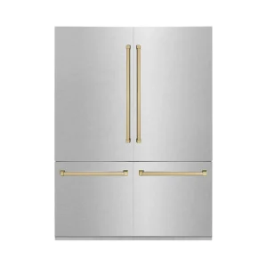ZLINE 60-Inch Autograph Edition 32.2 cu. ft. Built-in 4-Door French Door Refrigerator with Internal Water and Ice Dispenser in Fingerprint Resistant S
