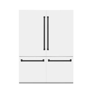 ZLINE 60-Inch Autograph Edition 32.2 cu. ft. Built-in 4-Door French Door Refrigerator with Internal Water and Ice Dispenser in White Matte with Matte