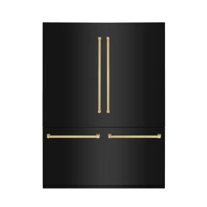 ZLINE 60-Inch Autograph Edition 32.2 cu. ft. Built-in 4-Door French Door Refrigerator with Internal Water and Ice Dispenser in Black Stainless Steel w