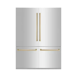 ZLINE 60-Inch Autograph Edition Built-In 32.2 cu. ft. 4-Door French Door Refrigerator with Internal Water and Ice Dispenser in Stainless Steel with Ch