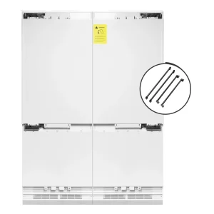 ZLINE 60-Inch Built-In 32.2 cu. ft. 4-Door French Door Refrigerator with Internal Water and Ice Dispenser in Panel Ready with Black Stainless Steel Ha