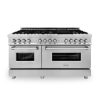 ZLINE 60-inch Legacy Series Dual Fuel Range with 9 Gas Brass Burners and 7.4 Cu. Ft. Electric Oven in Stainless Steel (RA-BR-60)