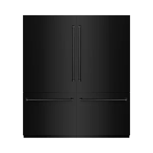 ZLINE 72-Inch 39.6 cu. ft. French Door Built-In Bottom Freezer Refrigerator with Water Dispensers and Ice Makers in Black Stainless Steel (RBIT-BS-72)