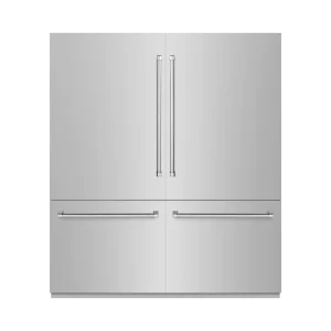 ZLINE 72-Inch 39.6 Cu. Ft. French Door Built-In Bottom Freezer Refrigerator with Water Dispensers and Ice Makers in Stainless Steel (RBIT-304-72)