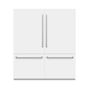 ZLINE 72-Inch 39.6 Cu. Ft. French Door Built-In Bottom Freezer Refrigerator with Water Dispensers and Ice Makers in White Matte (RBIT-WM-72)