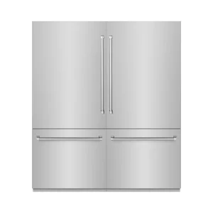 ZLINE 72-Inch 39.6 Cu. Ft. French Door Built-In Bottom Freezer Refrigerator with Water Dispensers and Ice Makers in Stainless Steel with Graphite Gray