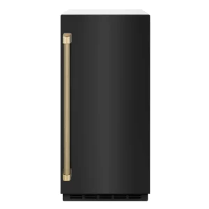 ZLINE Autograph 15-Inch Touchstone Clear Cube Ice Maker with Black Stainless Steel Door & Bronze Helix Handle (ICCDZ-BS-15-KCB)
