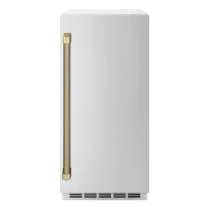 ZLINE Autograph 15-Inch Touchstone Clear Cube Ice Maker with Solid Steel Door & Bronze Helix Handle (ICCDZ-ST-15-KCB)