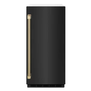 ZLINE Autograph 15-Inch Touchstone Gourmet Ice Maker with Black Stainless Steel Door & Bronze Helix Handle (IGMDZ-BS-15-KCB)