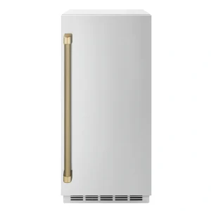 ZLINE Autograph 15-Inch Touchstone Gourmet Ice Maker with Solid Stainless Steel Door & Bronze Helix Handle (IGMDZ-ST-15-KCB)