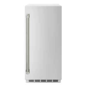 ZLINE Autograph 15-Inch Touchstone Gourmet Ice Maker with Solid Stainless Steel Door & Nickel Helix Handle (IGMDZ-ST-15-KPN)