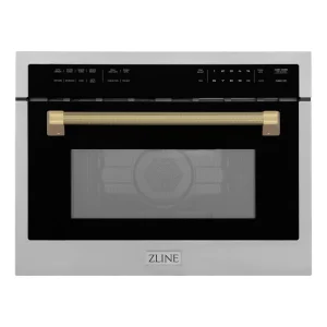 ZLINE Autograph 24-Inch Microwave Oven in Stainless Steel and Champagne Bronze Helix Handle (MWOZ-24-KCB)