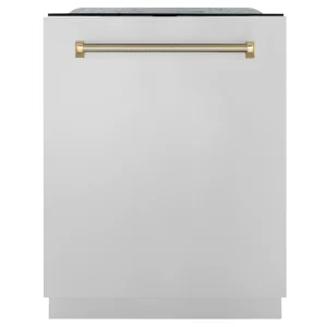 ZLINE Autograph 24-Inch Monument 3rd Rack Dishwasher with Polished Nickel Helix Handle, 44dBa (DWMTZ-30424-KPN)