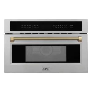 ZLINE Autograph 30-Inch Microwave Oven in Stainless Steel and Champagne Bronze Helix Handle (MWOZ-30-KCB)