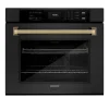 ZLINE Autograph 30-Inch True Convection Single Wall Oven in Black Stainless Steel with Gold Helix Handle (WASBZ-30-KG)