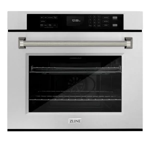 ZLINE Autograph 30-Inch True Convection Single Wall Oven in Satin Steel with Nickel Helix Handle (WASSZ-30-KPN)