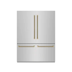 ZLINE Autograph 60-Inch Built-In Refrigerator w/ Gray Interior and Champagne Bronze Helix Handles (GRBIVZ-30460KCB)