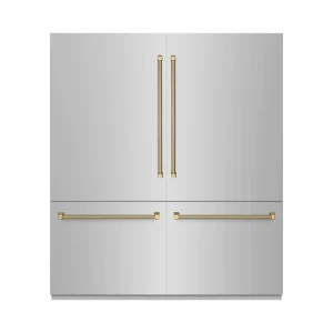 ZLINE Autograph 72-Inch Built-In Refrigerator w/ Gray Interior and Champagne Bronze Helix Handles (GRBITZ-30472KCB)