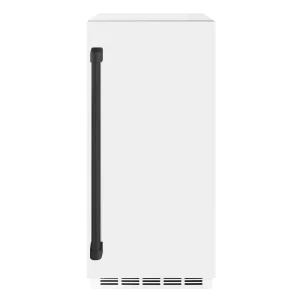 ZLINE Autograph Edition 15-Inch Touchstone Gourmet Ice Maker with Drain Pump in White Matte and Matte Black Handle (IGMDZ-WM-15-MB)