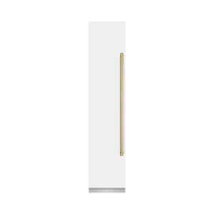 ZLINE Autograph Edition 18-Inch 8.6 Cu. Ft. Left Hinge Column Freezer in White Matte with Graphite Gray Interior and Polished Gold Accents (RCFVLZ-WM-