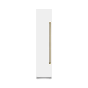 ZLINE Autograph Edition 18-Inch 8.6 Cu. Ft. Left Hinge Column Freezer in White Matte with Graphite Gray Interior and Champagne Bronze Accents (RCFVLZ-