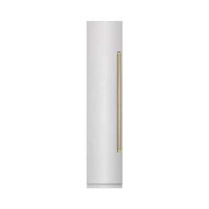 ZLINE Autograph Edition 18-Inch 8.6 Cu. Ft. Left Hinge Column Freezer in Satin Stainless Steel with Graphite Gray Interior and Champagne Bronze Accent