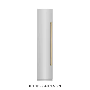 ZLINE Autograph Edition 18-Inch 8.6 Cu. Ft. Left Hinge Column Freezer in Stainless Steel with Graphite Gray Interior and Champagne Bronze Accents (RCF