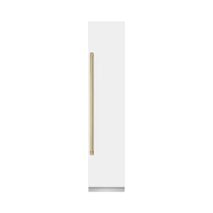 ZLINE Autograph Edition 18-Inch 8.6 Cu. Ft. Right Hinge Column Freezer in White Matte with Graphite Gray Interior and Polished Gold Accents (RCFVRZ-WM