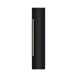 ZLINE Autograph Edition 18-Inch 8.6 Cu. Ft. Right Hinge Column Freezer in Black Stainless Steel with Graphite Gray Interior and Polished Gold Accents